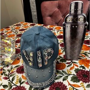🥂Denim rhinestone VIP hat🥂